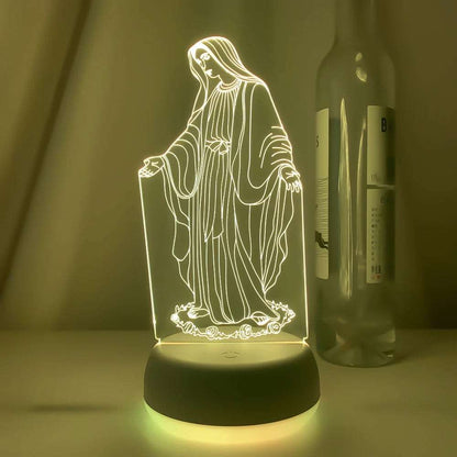 Luce notturna a forma di  vergine Maria varie fantasie  3D, 16 colori cambiabili a piacimento.