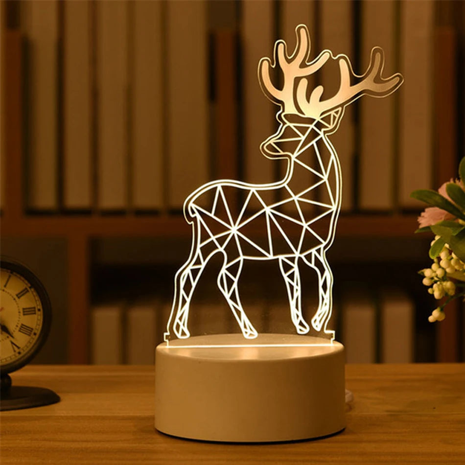 Luce notturna varie forme come cuore, albero di natale, anello, orsacchiootto etc. Fantasia 3D.