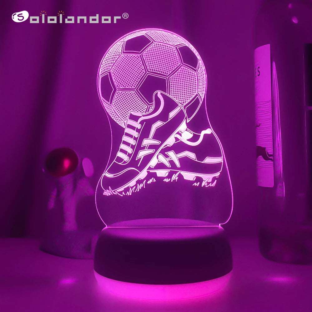 Luce notturna a forma di pallone con scarpette fantasia 3D, 16 colori.