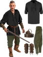 Costume gotico, da vichingo, Ideale per carnevale e cosplay. Set 4 pezzi.