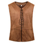 Gilet medievale in pelle poliestere con lacci, costume gotico, da vichingo, pirata. Ideale per carnevale e cosplay.