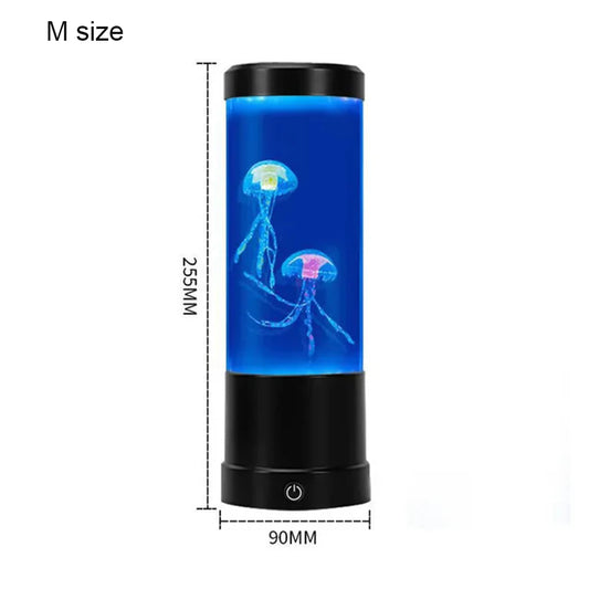 Lampada led notturna per la decorazione della camera da letto a forma di acquario con meduse.