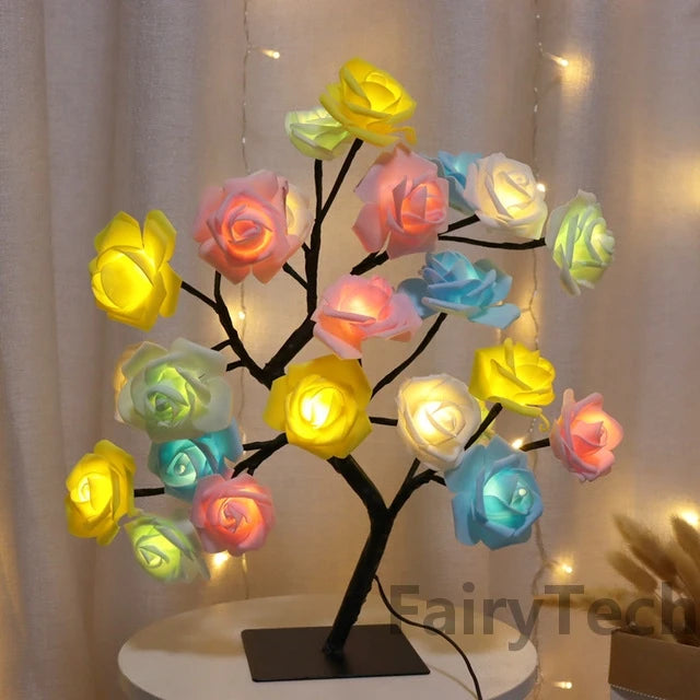 Lampada da tavolo USB fiori di rosa 24 luci led.