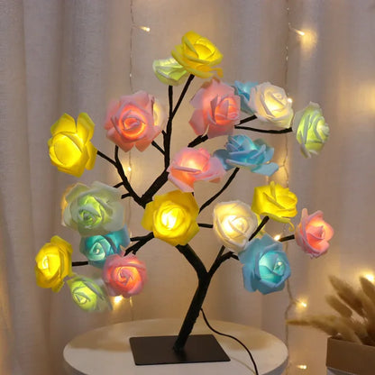 Lampada da tavolo USB fiori di rosa 24 luci led.