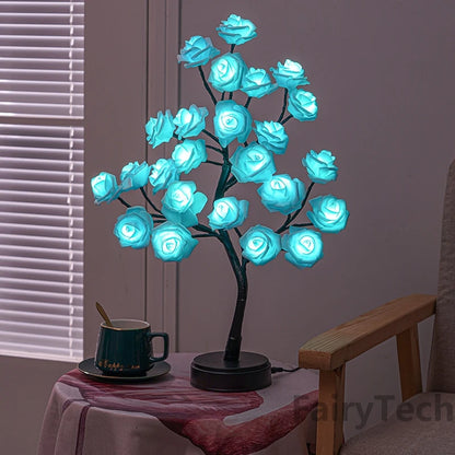 Lampada da tavolo USB fiori di rosa 24 luci led.