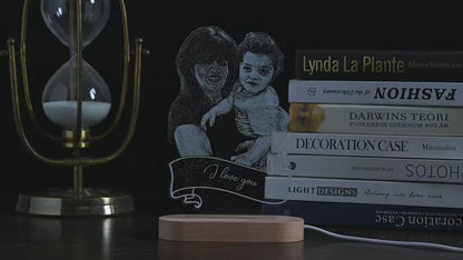 Lampada fotografica 3D con foto e testo personalizzati a scelta.