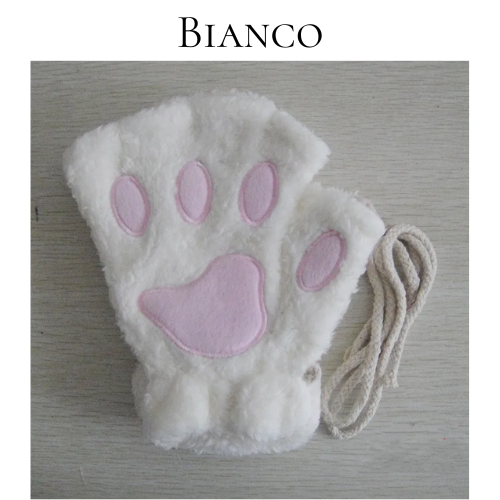 Cartoon Cute Cat Claw Paw Gloves Women Plush Mittens Warm Soft Plush Short Fingerless Fluffy Bear Cat Gloves Costume Half Finger