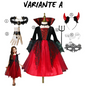 Girl Vampire Halloween Dress For Kid Ghost Bride Gothic Cosplay Vampire Costume Count Vampiran Carnival Outfit Black Red Clothes