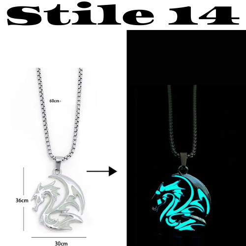 Luminous Dragon Necklace Glowing Night Fluorescence Antique Vintage Glow In The Dark for Men Women Gift Party Halloween Day Club