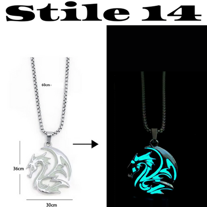 Luminous Dragon Necklace Glowing Night Fluorescence Antique Vintage Glow In The Dark for Men Women Gift Party Halloween Day Club