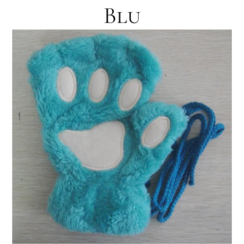 Cartoon Cute Cat Claw Paw Gloves Women Plush Mittens Warm Soft Plush Short Fingerless Fluffy Bear Cat Gloves Costume Half Finger