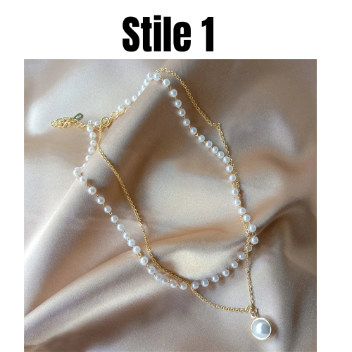 SUMENG 2024 New Fashion Kpop Pearl Choker Necklace Cute Double Layer Chain Pendant For Women Jewelry Girl Gift