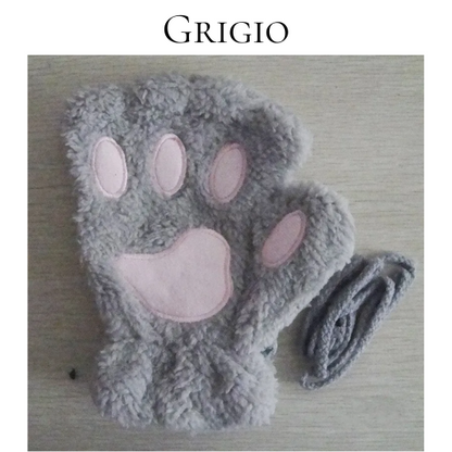 Cartoon Cute Cat Claw Paw Gloves Women Plush Mittens Warm Soft Plush Short Fingerless Fluffy Bear Cat Gloves Costume Half Finger