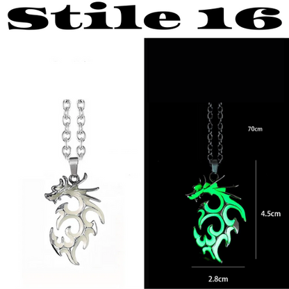 Luminous Dragon Necklace Glowing Night Fluorescence Antique Vintage Glow In The Dark for Men Women Gift Party Halloween Day Club