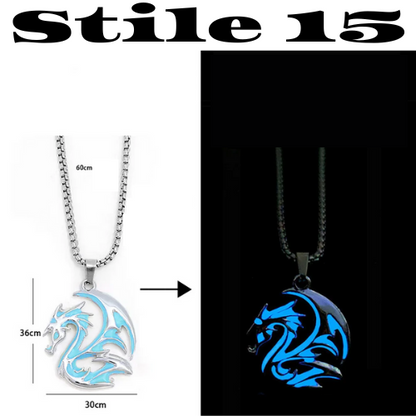 Luminous Dragon Necklace Glowing Night Fluorescence Antique Vintage Glow In The Dark for Men Women Gift Party Halloween Day Club