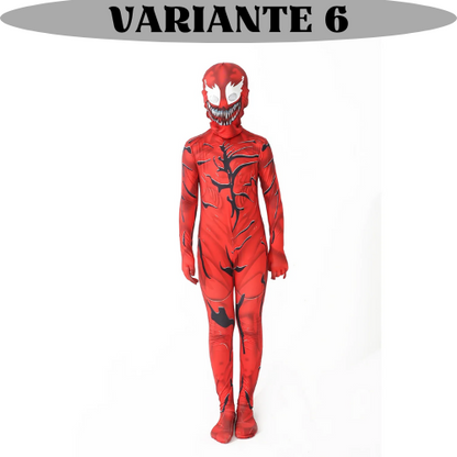 Costume per carnevale uomo ragno. L’abito di uno dei super eroi più amati dai bambini nelle sue diverse versioni e colori.