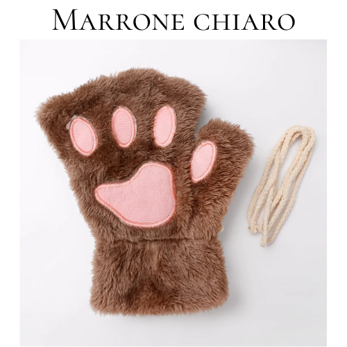 Cartoon Cute Cat Claw Paw Gloves Women Plush Mittens Warm Soft Plush Short Fingerless Fluffy Bear Cat Gloves Costume Half Finger